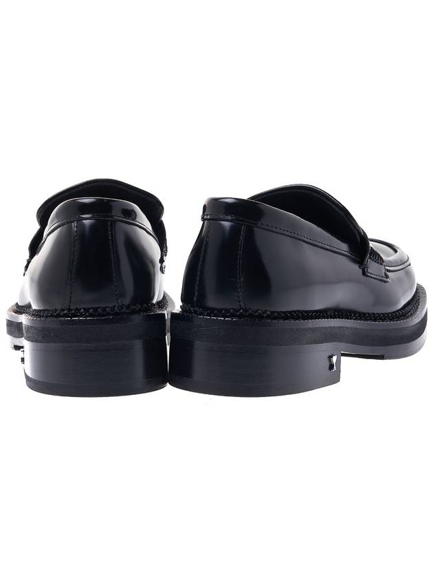 silver tone heart logo leather loafers black - AMI - BALAAN.