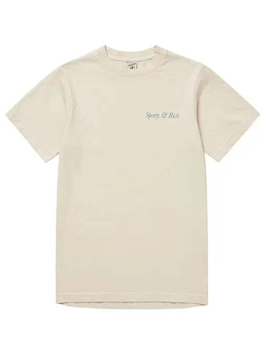 Logo Print Cotton Short Sleeve T-Shirt Cream - SPORTY & RICH - BALAAN 1