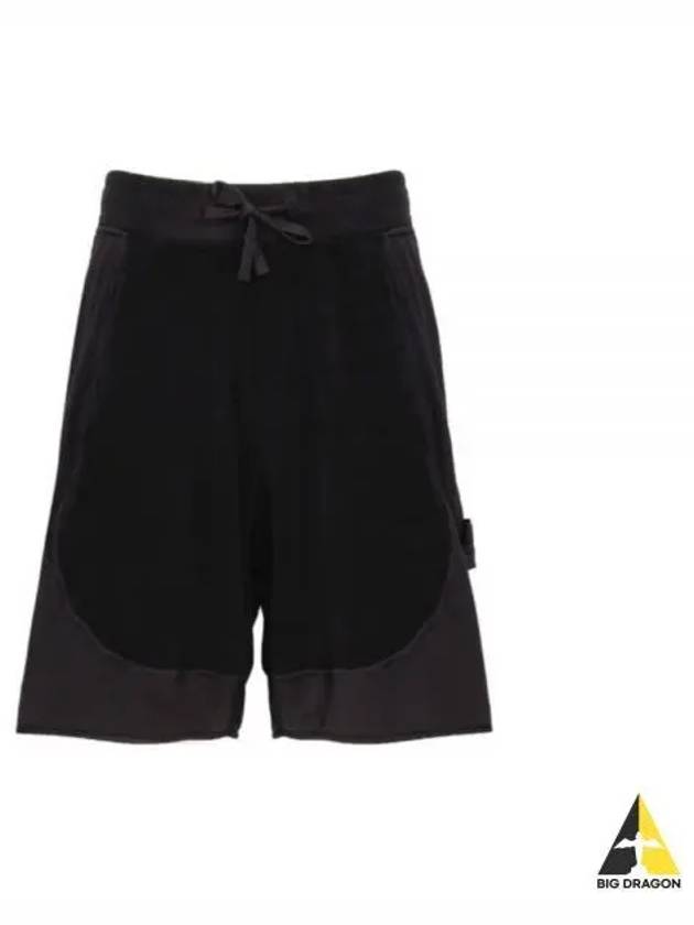 Cotton Terry Garment Dyed Shorts Black - STONE ISLAND - BALAAN 2