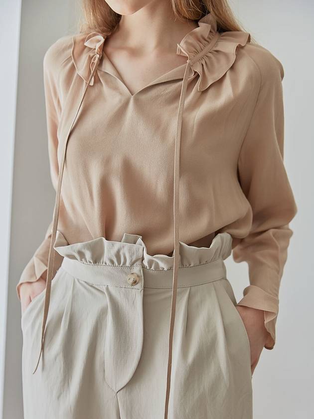 Boem Shirring Blouse Beige - AILE DE - BALAAN 4