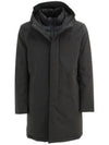 Men's Hooded Padded Coat Black - FAY - BALAAN 1