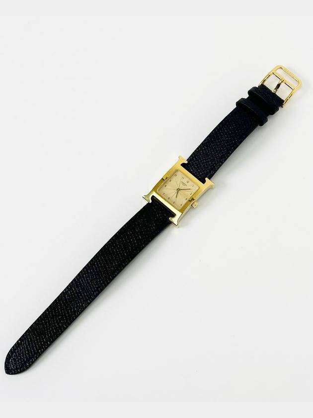 Gold H Hour Black Wristwatch 2VHEC22303 - HERMES - BALAAN 5