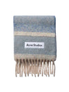 Logo Patch Fringe Muffler Denim Blue - ACNE STUDIOS - BALAAN 1