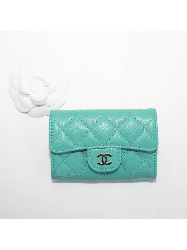 Classic caviar card wallet snap fluorescent mint champagne gold AP0214 B10583 NS837 - CHANEL - BALAAN 2