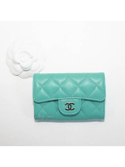 Classic caviar card wallet snap fluorescent mint champagne gold AP0214 B10583 NS837 - CHANEL - BALAAN 2