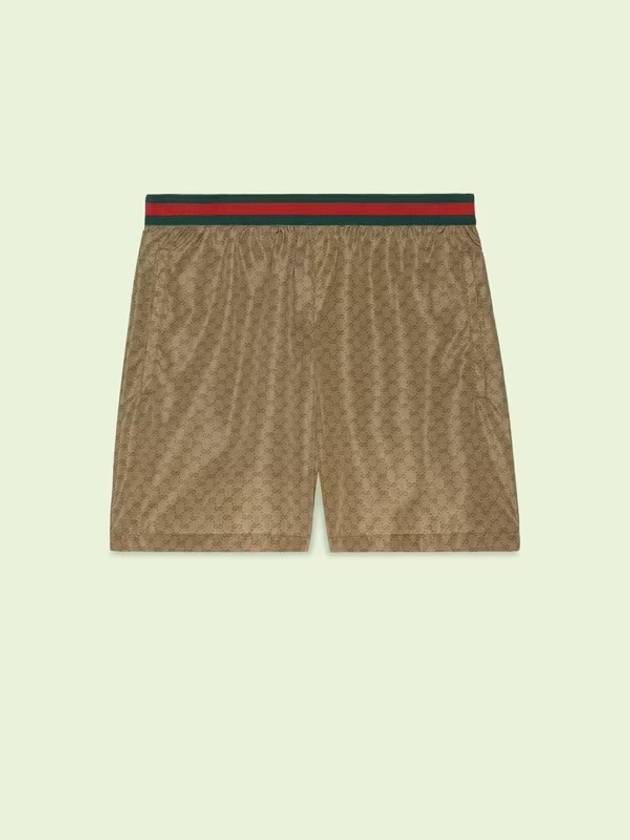 GG jacquard swim shorts brown - GUCCI - BALAAN.