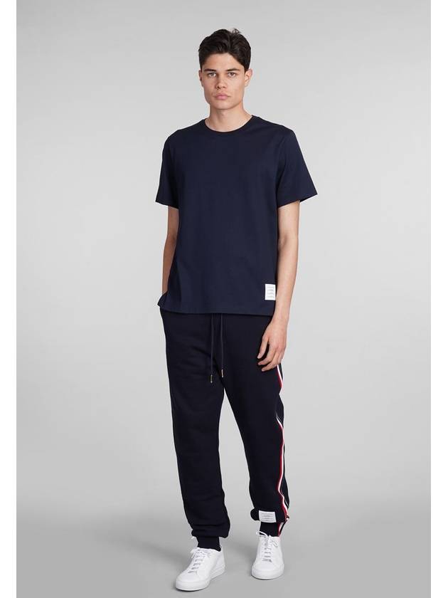 Men's Side Slit Relaxed Short Sleeve T-Shirt Navy - THOM BROWNE - BALAAN 3