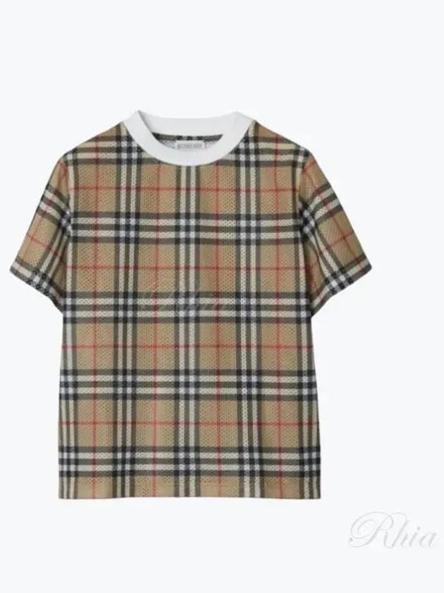 Kids Vintage Check Mesh Short Sleeve T-Shirt Beige - BURBERRY - BALAAN 2