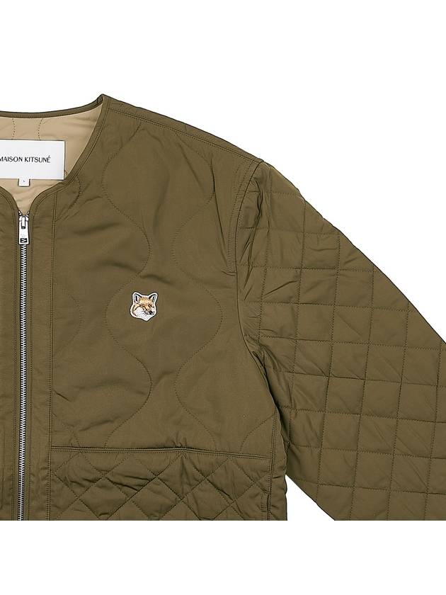 Maison Kitsune Men's Foxhead Quilted Jacket LM02106WQ4016 KHAKI - MAISON KITSUNE - BALAAN 4