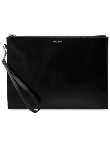 Patent Leather Clutch Bag Black - SAINT LAURENT - BALAAN 1