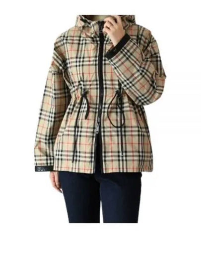 Women's Back-tone Check Zip-up Hooded Jacket Beige - BURBERRY - BALAAN 2