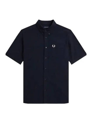 Fred Perry Oxford Short Sleeve Shirt Navy - FRED PERRY - BALAAN 1