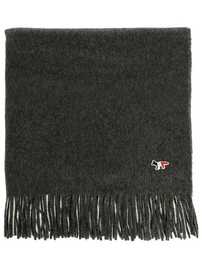 Small Tricolor Fox Wool Muffler Anthracite - MAISON KITSUNE - BALAAN 2