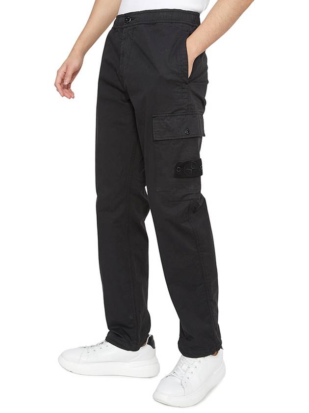 Ghost Stretch Cotton Wool Satin Cargo Straight Pants Black - STONE ISLAND - BALAAN 5