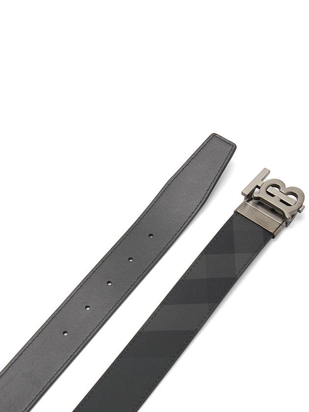 Men's Check Reversible Leather Belt Charcoal Graphite - BURBERRY - BALAAN 4