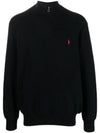 Embroidery Pony Logo Half Zip-Up Sweater Black - POLO RALPH LAUREN - BALAAN 1