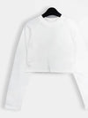 Women s Long Sleeve Cropped T Shirt White M241TS18719W - WOOYOUNGMI - BALAAN 3