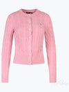 Women's Embroidered Logo Pony Cable Cardigan Pink - POLO RALPH LAUREN - BALAAN 2