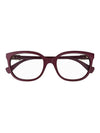 Eyewear GG Logo Temple Oval Glasses Burgundy - GUCCI - BALAAN.