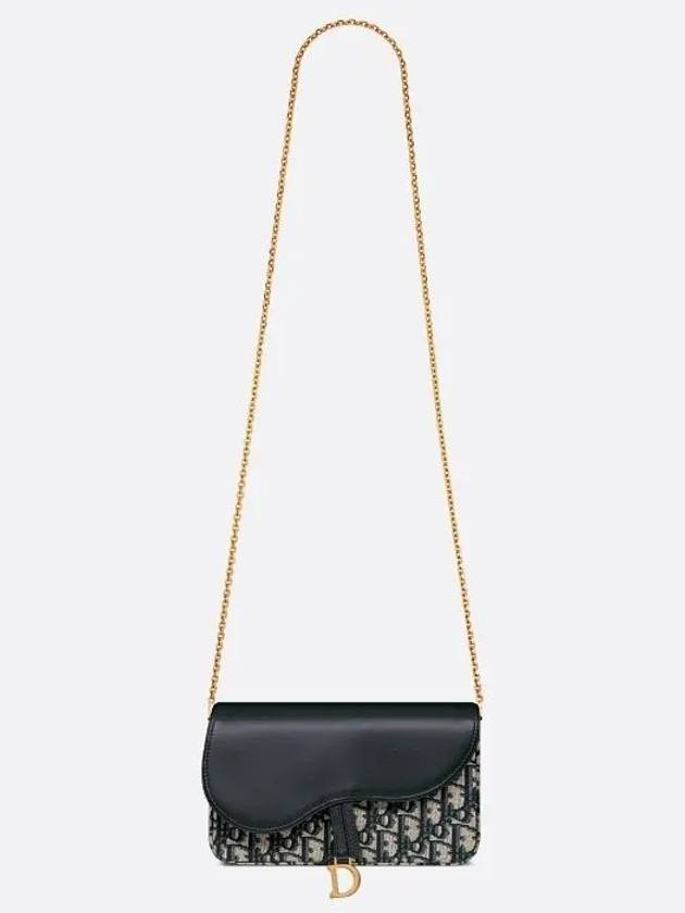 Oblique Saddle Chain Pouch Bag Blue - DIOR - BALAAN 6