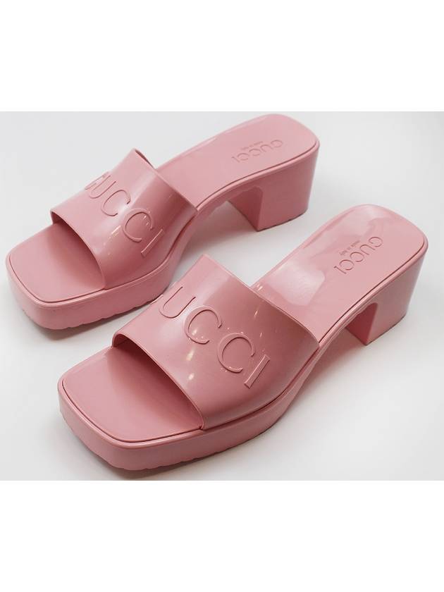 Logo Women s Rubber Slide Sandals Pink Size 39 624730 - GUCCI - BALAAN 4