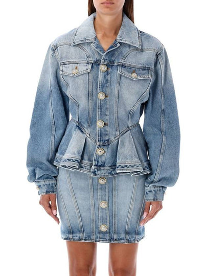 peplum denim jacket blue - BALMAIN - BALAAN 2