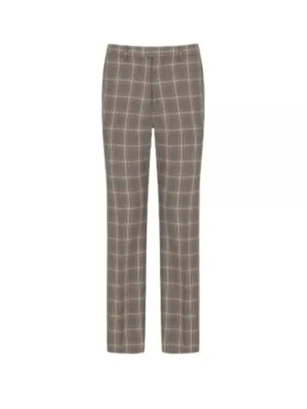 Men's Check Linen Wool Tailored Straight Pants Grey - GUCCI - BALAAN 2