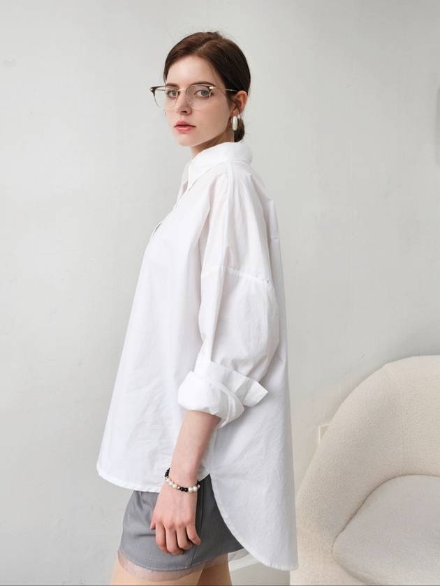 Hem unbalanced natural washing white shirt - PRETONE - BALAAN 1