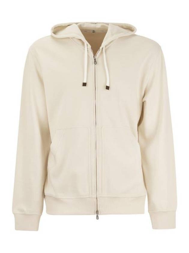 Tech Cotton Zip-Up Hoodie Heather Beige - BRUNELLO CUCINELLI - BALAAN 1