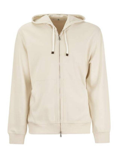 Tech Cotton Zip-Up Hoodie Heather Beige - BRUNELLO CUCINELLI - BALAAN 1