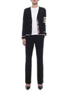 4 Bar Relaxed Fit Fine Merino Wool Cardigan Black - THOM BROWNE - BALAAN 4