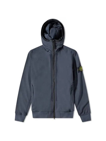 Wappen Patch Soft Shell Hoodie Jacket Avio Blue - STONE ISLAND - BALAAN.