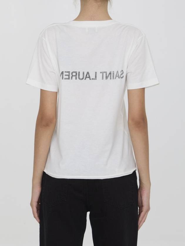 Reverse Short Sleeve T-Shirt Nature Et Noir - SAINT LAURENT - BALAAN 4