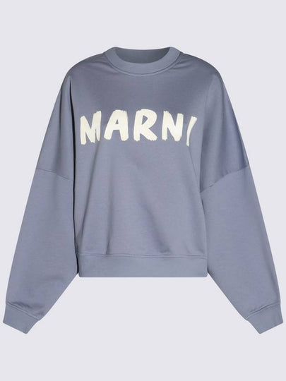 Logo Print Cotton Sweatshirt Light Blue - MARNI - BALAAN 2