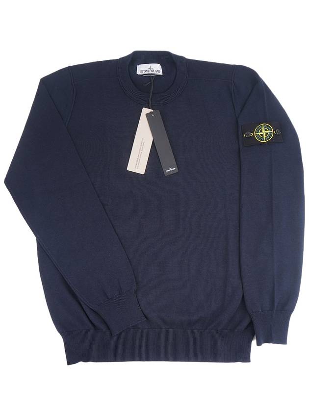 Crewneck Soft Cotton Knit Top Navy - STONE ISLAND - BALAAN 2