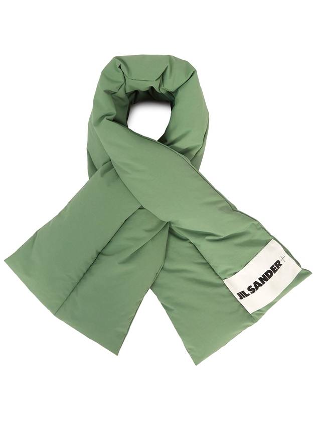 Logo Quilted Padded Down Muffler Green - JIL SANDER - BALAAN 4