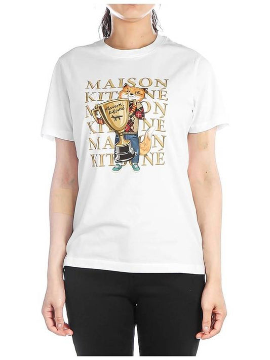 LW00113KJ0008 WHITE Women s Fox Champion Short Sleeve T Shirt - MAISON KITSUNE - BALAAN 1