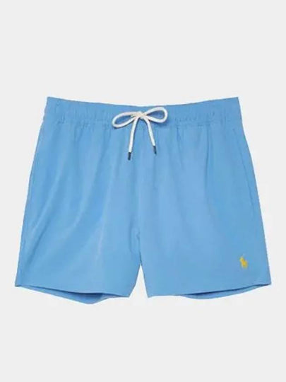 Men's Embroidered Yellow Logo Swim Shorts Blue - POLO RALPH LAUREN - BALAAN 2