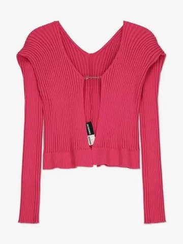 Jacquemus La Maille Fralou Longue Cardigan Pink 223KN5002190430SS23 - JACQUEMUS - BALAAN 1