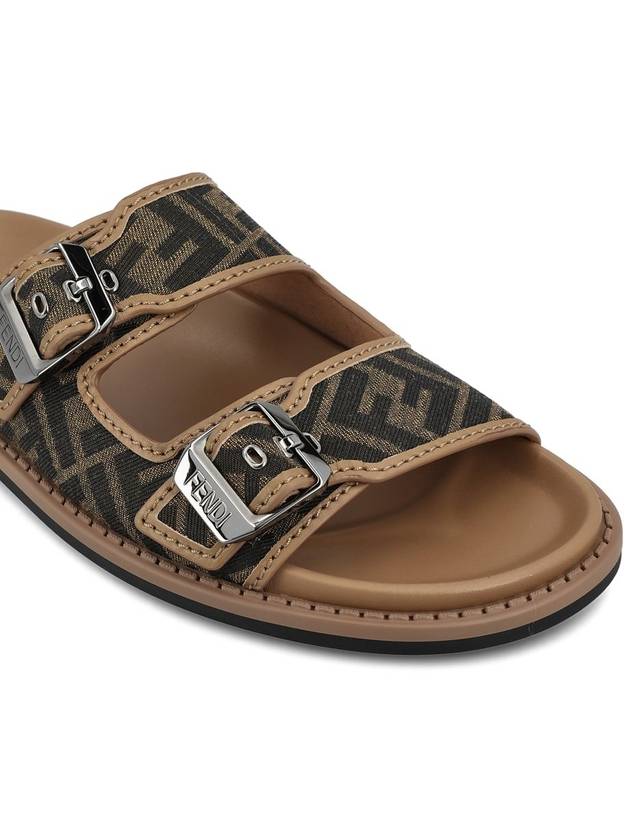 Men's Peel Jacquard Fabric Sandals Brown - FENDI - BALAAN 5