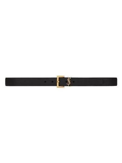 Men's Monogram Grain Leather Belt Gold - SAINT LAURENT - BALAAN 2