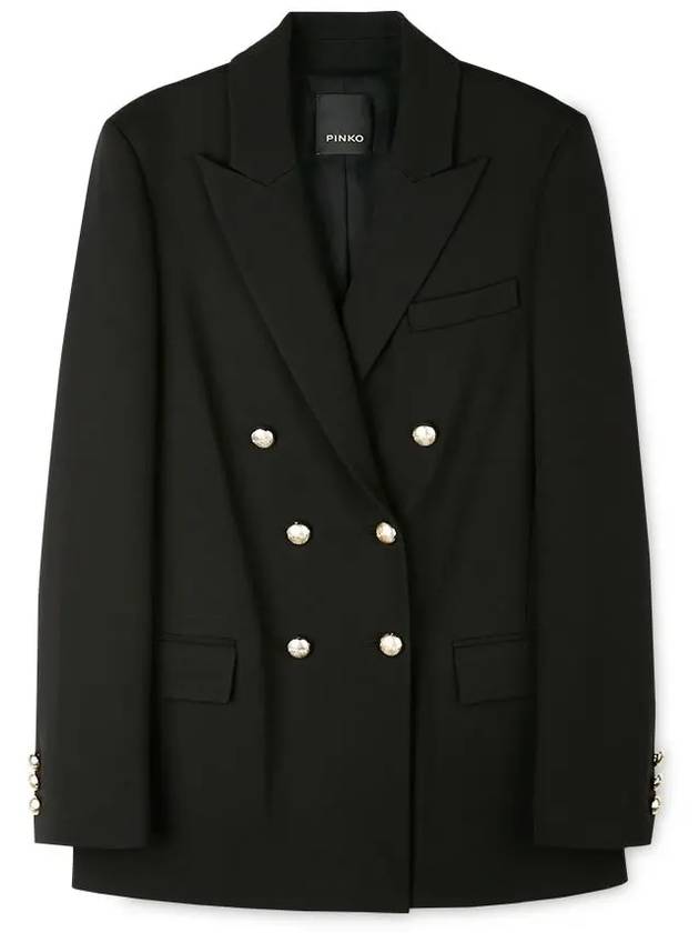 Women's Double Breasted Pocket Jacket Black - PINKO - BALAAN 2