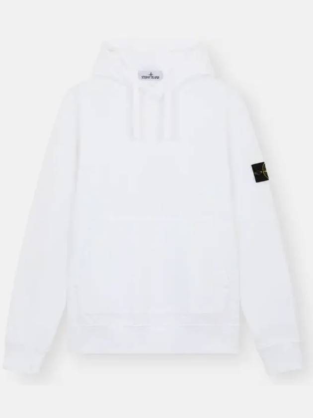 Wappen Patch Brushed Cotton Fleece Hoodie White - STONE ISLAND - BALAAN 2