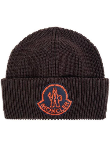 Wool Beanie Brown - MONCLER - BALAAN 1