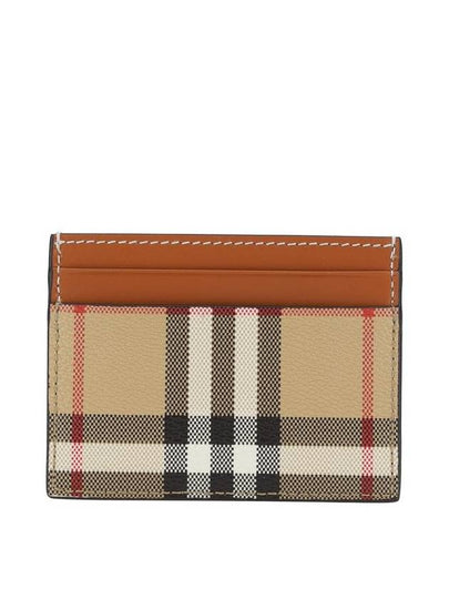 Check Print Leather Card Holder Beige - BURBERRY - BALAAN 2