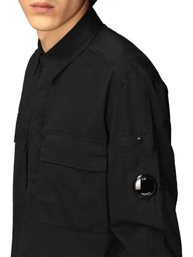 Lens Garment Dye Over Long Sleeve Shirt Black - CP COMPANY - BALAAN 4