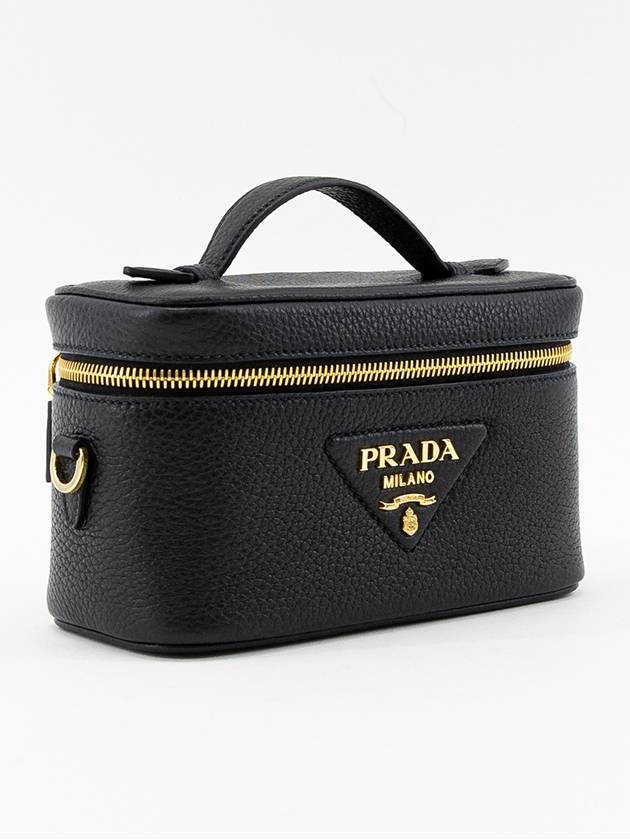 Logo Decorated Leather Mini Bag Black - PRADA - BALAAN 4