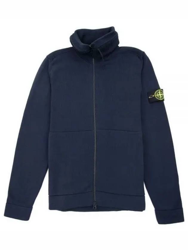 Logo Pacth Stretch Cotton Zip-up Cardigan Navy - STONE ISLAND - BALAAN 2