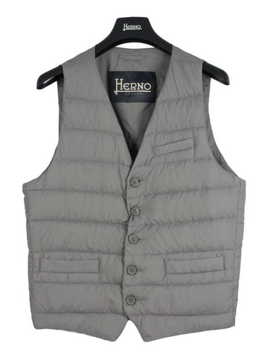 V-Neck Down Vest Grey - HERNO - BALAAN 1