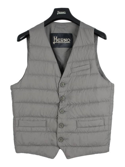 V-neck Down Vest Grey - HERNO - BALAAN 2